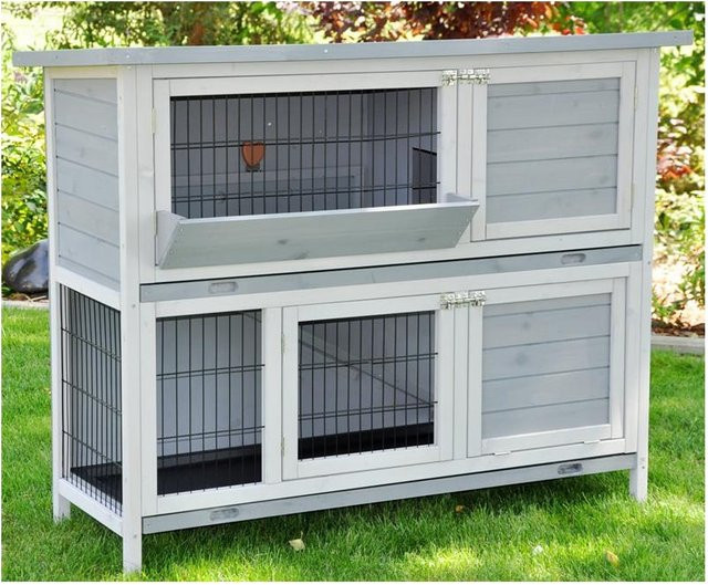 Nanook Kleintierstall Bommel aus Holz in Grau, B/T/H: 122 x 50 x 101 cm - Bild 1