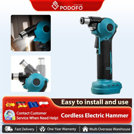 Podofo Elektrischer Bohrhammer mit verstellbarem Winkel 0° / 45° / 90°, Akkubohrhammer mit LED-Licht für die Installation von Deckenschränken