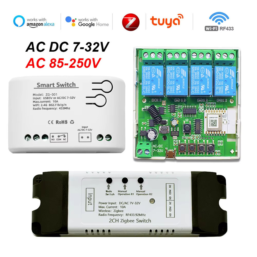 Tuya Zigbee Smart Switch Relaismodul mit Trockten Kontakten für Alexa, 1 2 oder 4 Kanäle, Grün - Bild 2