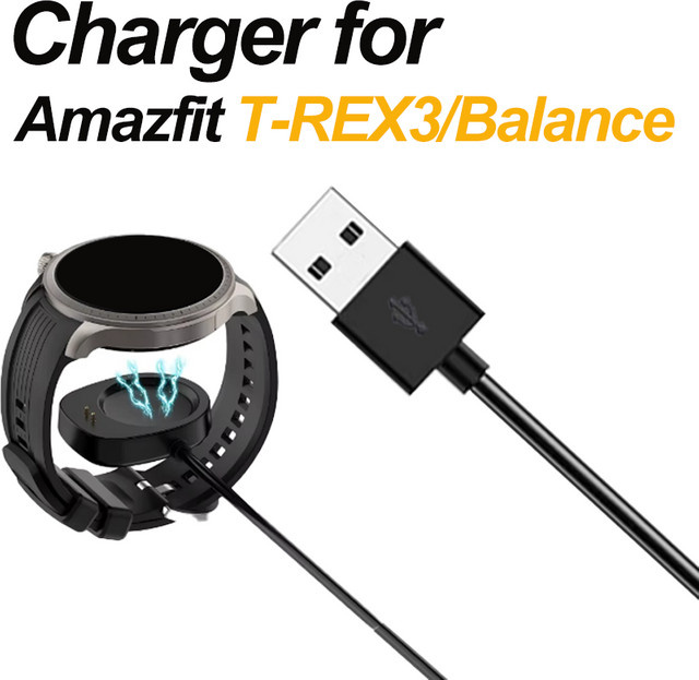 USB Smartwatch-Ladegerät für Amazfit T-Rex 3 und Amazfit Balance in Schwarz - Bild 1