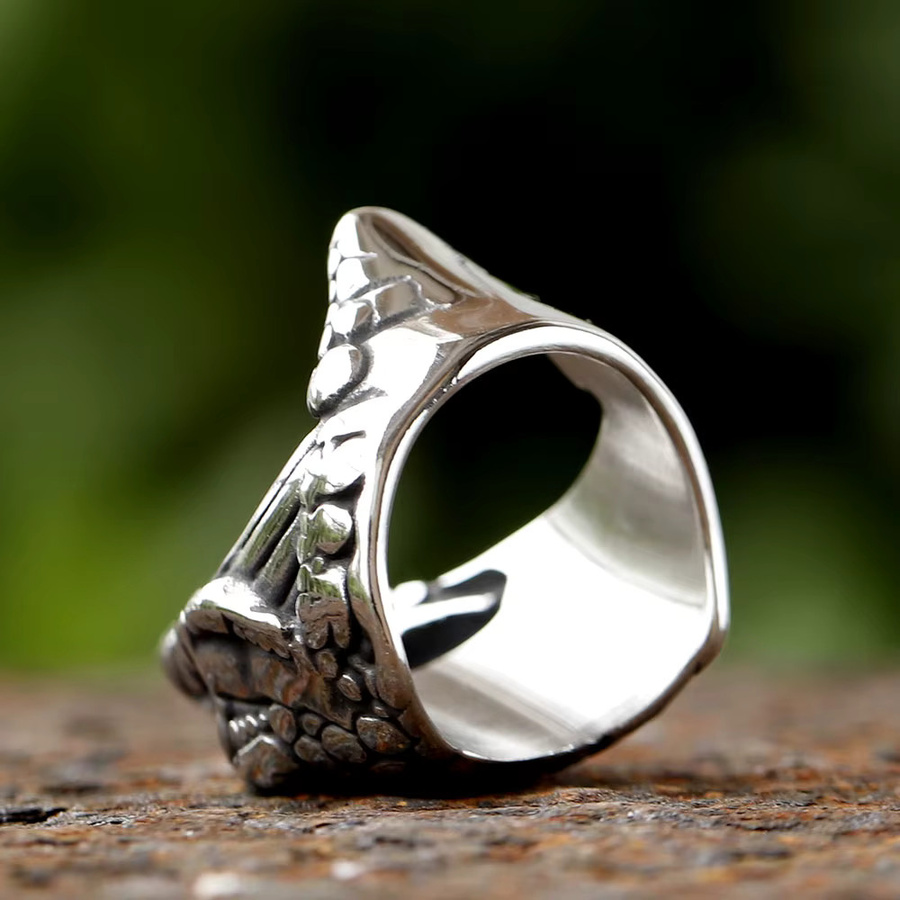 Biker Ring Schlange, Edelstahl, Vintage, Silber, Unisex - Bild 2