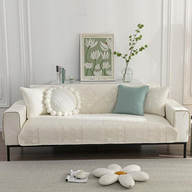 Super Six Universal Sofa Kissenbezug aus gewaschener Baumwolle mit Blumenstickerei, quadratisch, B/T: 70 x 70 cm - Bild 1