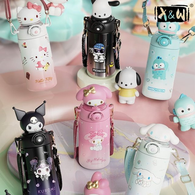 X&W Sanrio Sunshine Vakuum-Trinkbecher mit Strohhalm, Multicolour, 600ml - Bild 1