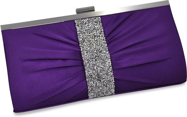 Steuer Abendtasche, Lilafarbene Satin-Optik, Strassbesatz, Damen - Bild 1