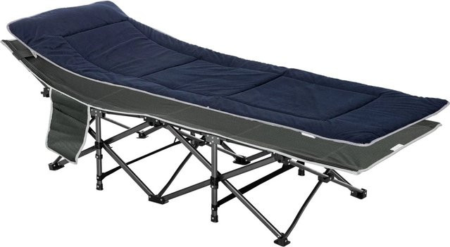 Outsunny Campingbett für Erwachsene aus Stahl und Oxfordstoff in Blau und Grau, B: 64,5 cm, L: 188 cm, H: 53 cm - Bild 1