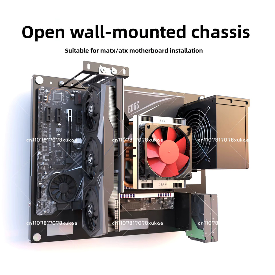 Wandmontiertes Computergehäuse in Schwarz für ATX und MATX Mainboards - Bild 5