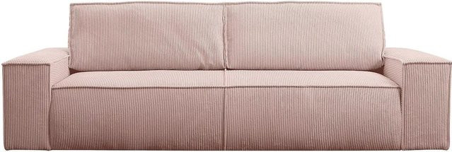 Vente-unique Schlafsofa Amelia in Puderrosa mit Cord-Bezug, Breite: 257 cm - Bild 1