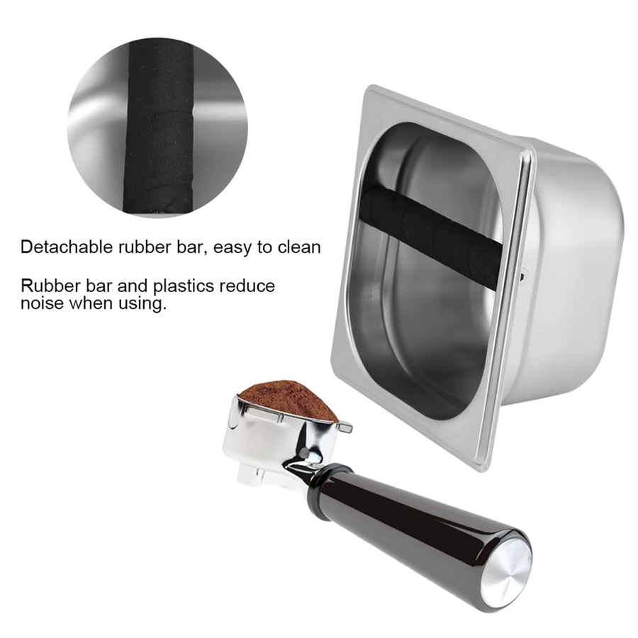 TOPINCN Espresso Knock Box aus Edelstahl mit Gummipuffer in Silber - Bild 3