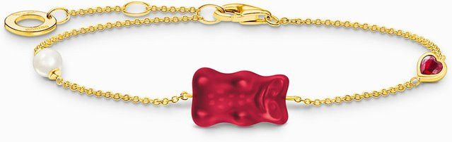 Thomas Sabo Armband, vergoldetes Goldbären, 925 Silber, Perle, Kristall, Damen - Bild 1