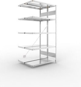 Meta Steckregal Anbauregal S3 CLIP 230 DAR verzinkt in Silber, B/T/H: 200 x 100 x 40 cm, inklusive 10 Böden - Bild 1