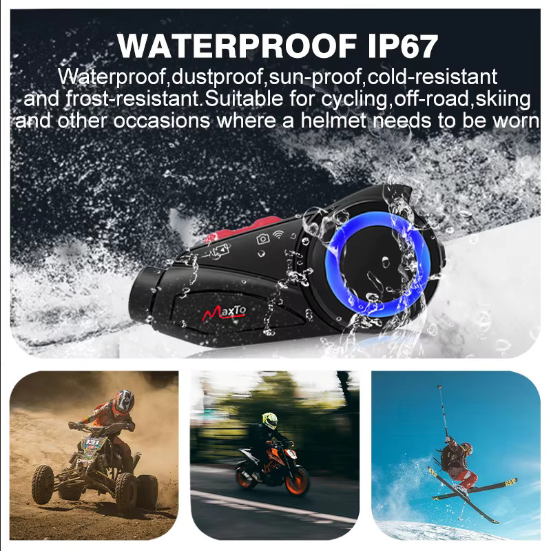 Maxto M3S Motorradhelm Bluetooth Headset mit 2K WiFi Videorecorder DVR Intercom in Schwarz - Bild 4