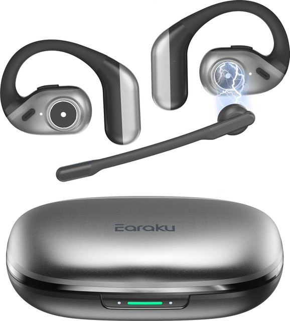 Earaku Bluetooth-Headset mit abnehmbarem Mikrofon in Schwarz für Business und Web-Meetings - Bild 1