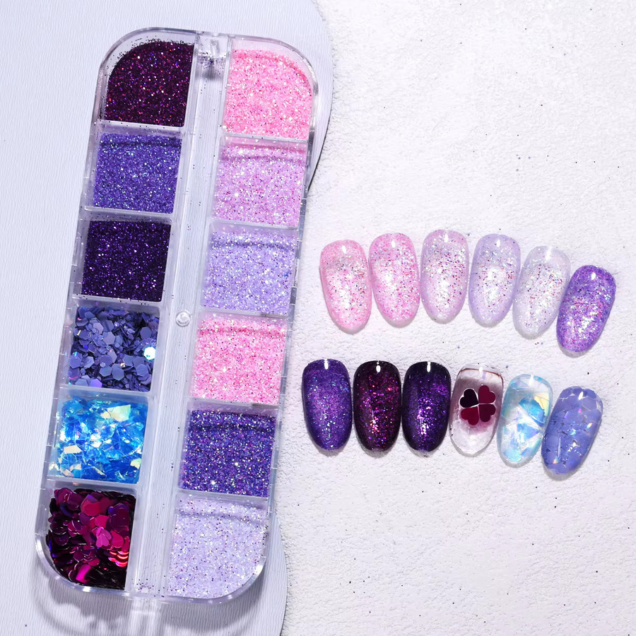 SWEET TREND Nagelglitzer, holografisch, rosa, lila, Sechseck-Design - Bild 5
