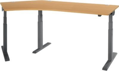 Schäfer Shop Select Winkelschreibtisch ERGO-T 2.0, elektrisch höhenverstellbar, 135° Winkel links, T-Fuß, Buche/anthrazit, Breite: 218,5 cm - Bild 1