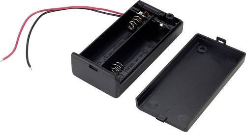 TRU COMPONENTS SBH-321-3AS Batteriebox für 2x Mignon AA Batterien mit Kabel in Schwarz - Bild 1