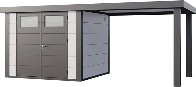 Telluria Gerätehaus Classico mit offener Lounge L Rechts in Weiß, B/T/H: 572 x 258 x 219 cm - Bild 1