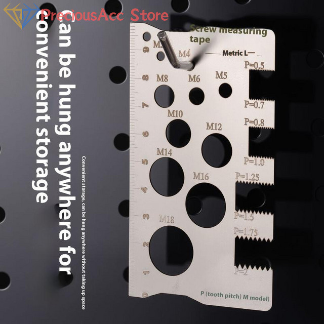 ZLinKJ Pitch Gauge Lineal zur Messung von metrischen Gewinden für Schrauben, Bolzen und Muttern in Silber - Bild 1