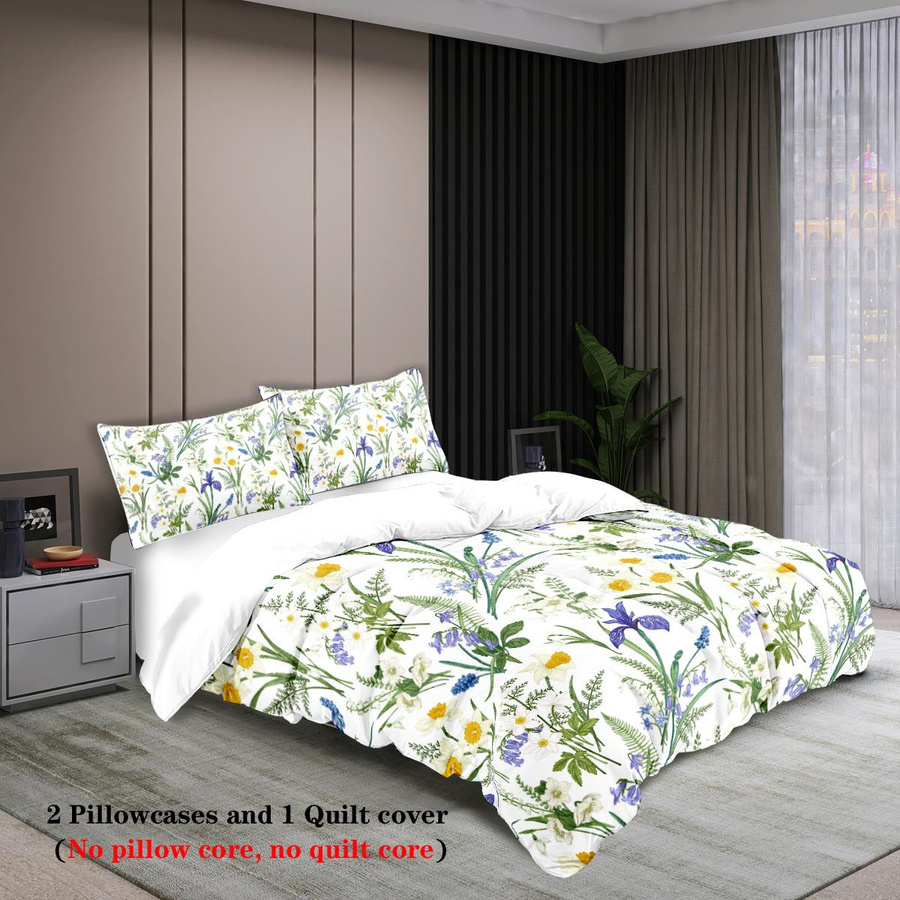 3-teiliges Bettwäscheset Binchi Fitness mit Pflanzenmuster aus Mikrofaser, Multicolor, B/H: 140 x 210 cm - Bild 2