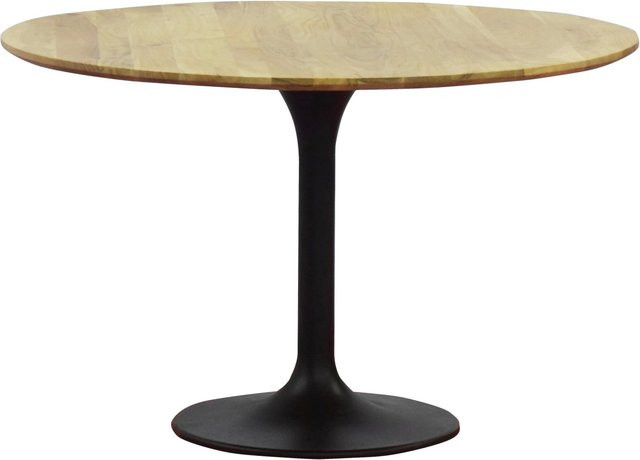 Mömax Esstisch Hagen runder Esstisch aus Holz und Metall in Schwarz und Akaziefarben B/T/H: 120 x 120 x 76 cm - Bild 1