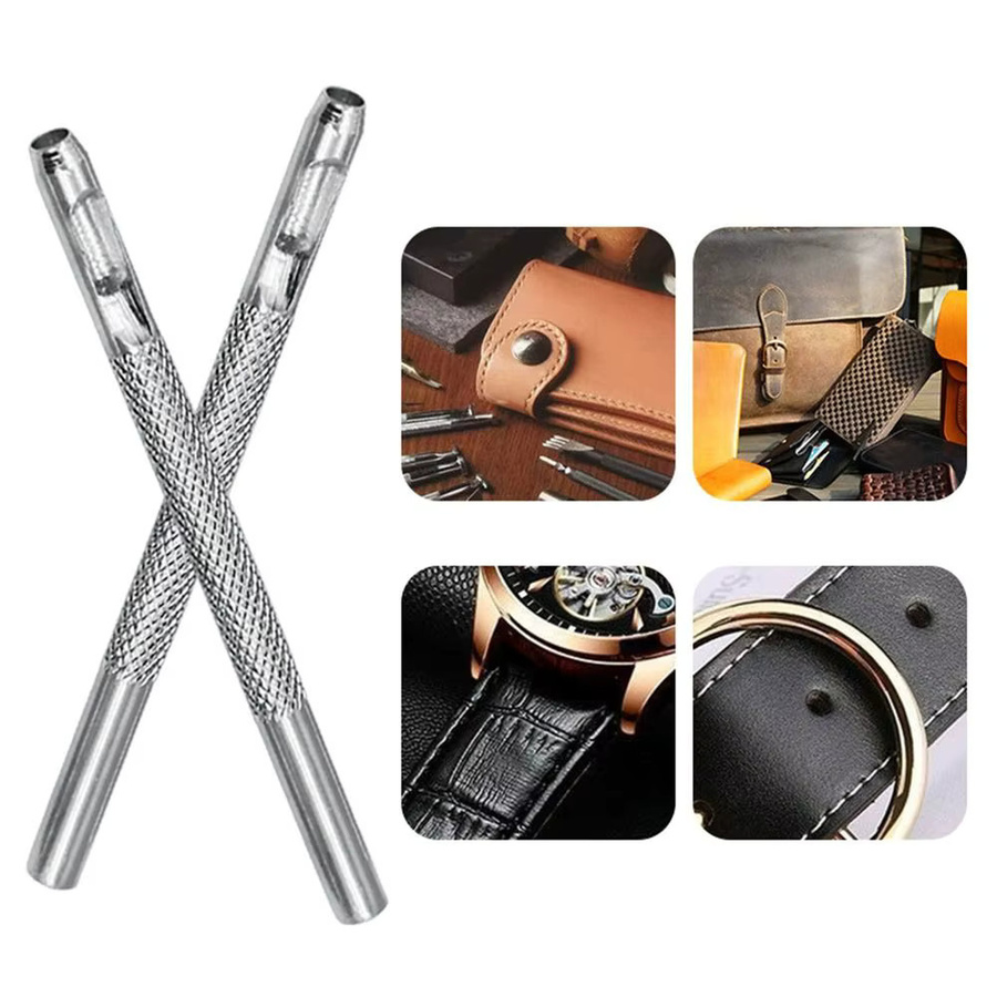 Lederlochbohrer Set in Silber für Gürtel, Taschen und Uhrenarmbänder mit Durchmessern von 2,5 mm, 3 mm und 4 mm - Bild 2
