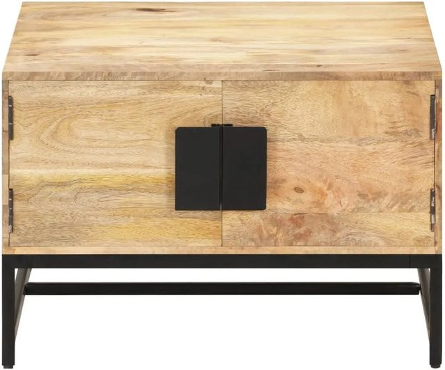 vidaXL Couchtisch aus Mango Massivholz in Braun und Schwarz, B/T/H: 67 x 67 x 45 cm - Bild 1