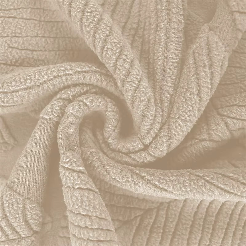 Yupartex Jacquard Ottoman-Bezug elastischer Fußhocker-Überzug rutschfest in Grün und Beige - Bild 2