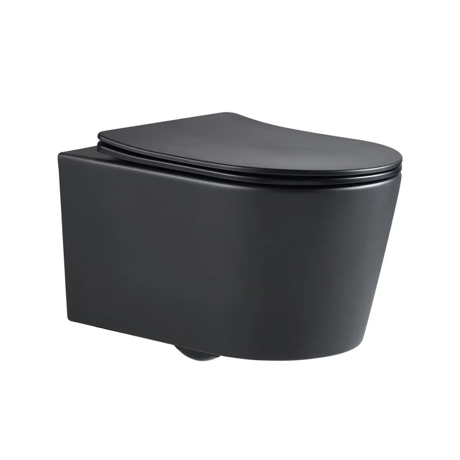 Swiss Aqua Technologies Wand-WC Hänge-WC mit spülrandlosem Design, SoftClose und TakeOff, Farbe Schwarz, Länge: 48 cm - Bild 2