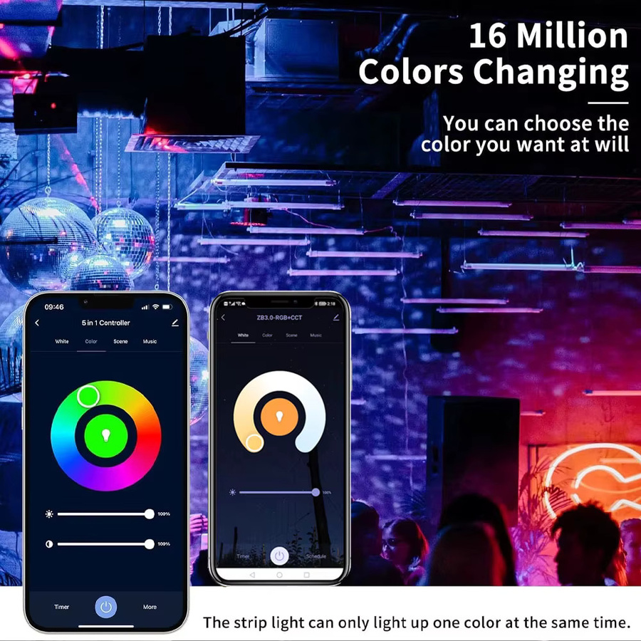 CENFAYA Tuya WiFi COB RGB+CCT LED Streifen 24V, dimmbar mit Fernbedienung und Touch-Steuerung, kompatibel mit Alexa und Google Assistant, mehrfarbig - Bild 3