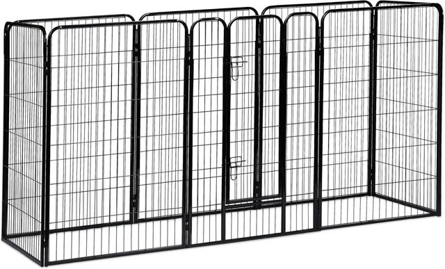 Relaxdays Welpenauslauf aus Stahl in Schwarz, B/T/H: 120 x 76,5 x 235 cm - Bild 1