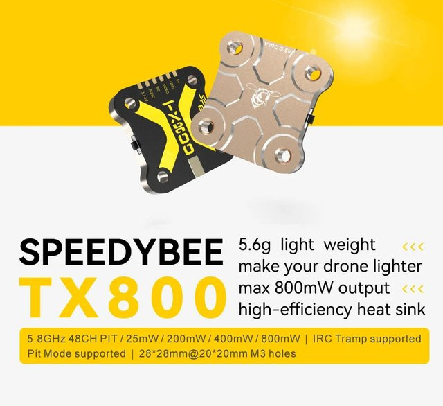 Speedy Bee TX800 VTX 5,8G FPV Videosender mit 48 Kanälen und Pitmode für RC Langstrecken-Renn Drohnen - Bild 1