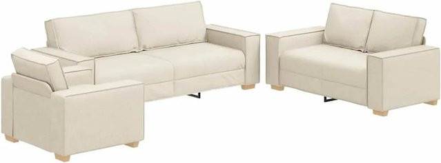 vidaXL Sofa Set 3er Set Beige Leinenmischgewebe B/T/H: 220 x 80 x 84 cm - Bild 1