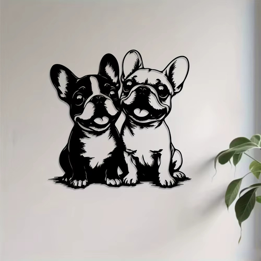 Moderne Französische Bulldogge Wandkunst aus Metall von CIFBUY in Schwarz - Bild 2