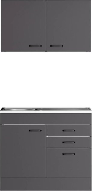 OPTIFIT Miniküche Kiel420 in Anthrazit Matt mit modernem Design, B/T/H: 100 x 60 x 210 cm - Bild 1