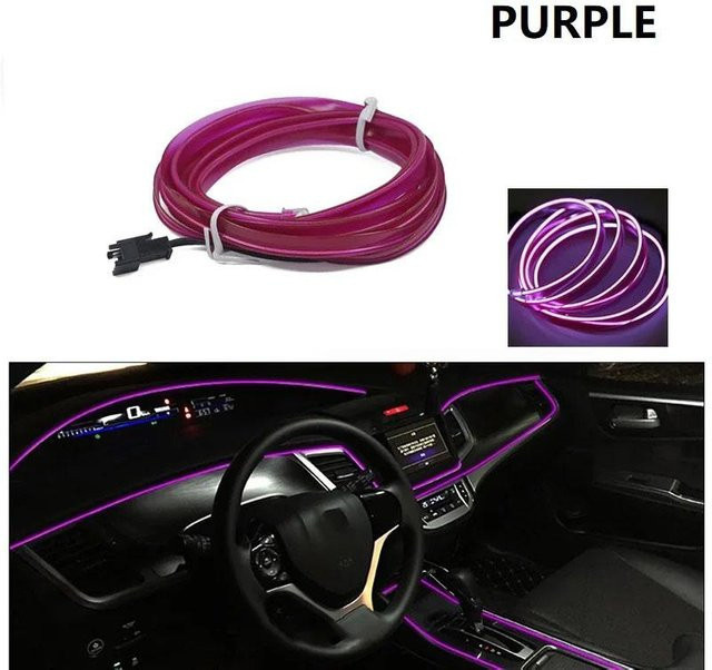 MnnWuu RGB LED Neon-Innenbeleuchtung für dein Auto, flexible LED-Lichtleiste mit USB-Anschluss, Farbe: Violett, Länge: 2 m - Bild 1