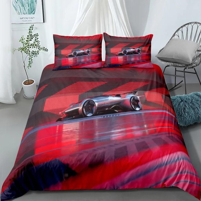 Gt3 Rally Bettwäsche-Set aus Mikrofaser mit Motiv in Schwarz-Rot, B/H: 135 x 200 cm - Bild 1