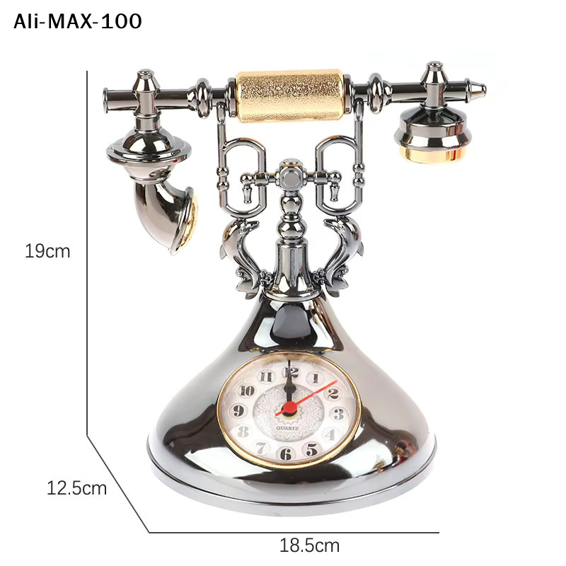 AyS Retro-Telefon Wecker aus Metall in Rot, analoger Tischwecker für Nachttisch und Dekoration - Bild 2