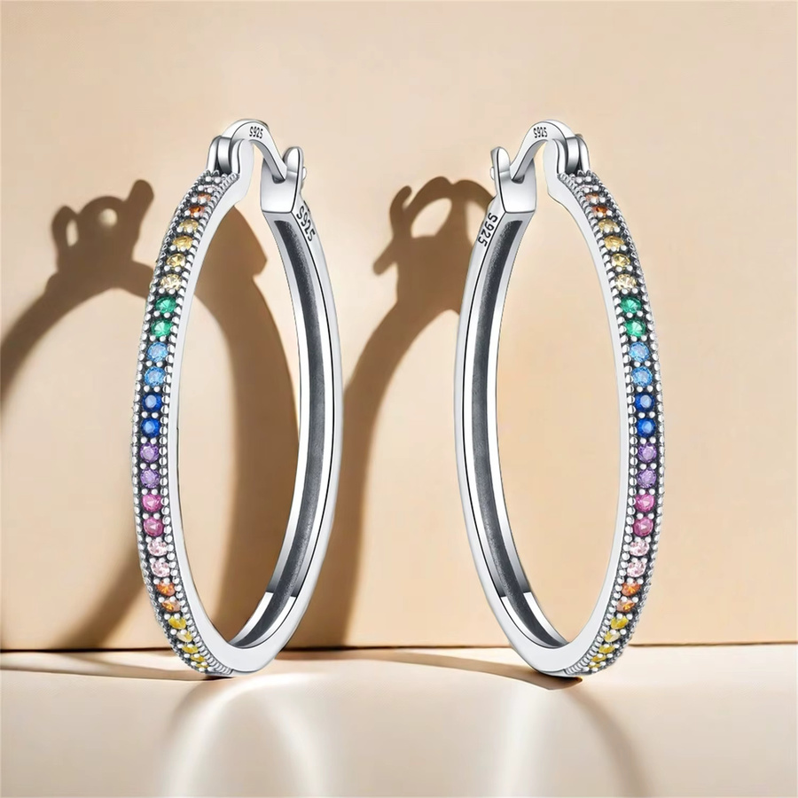 CYCUFF Creolen 925 Silber, Zirkonia, Regenbogen-Farbverlauf, Damen - Bild 4