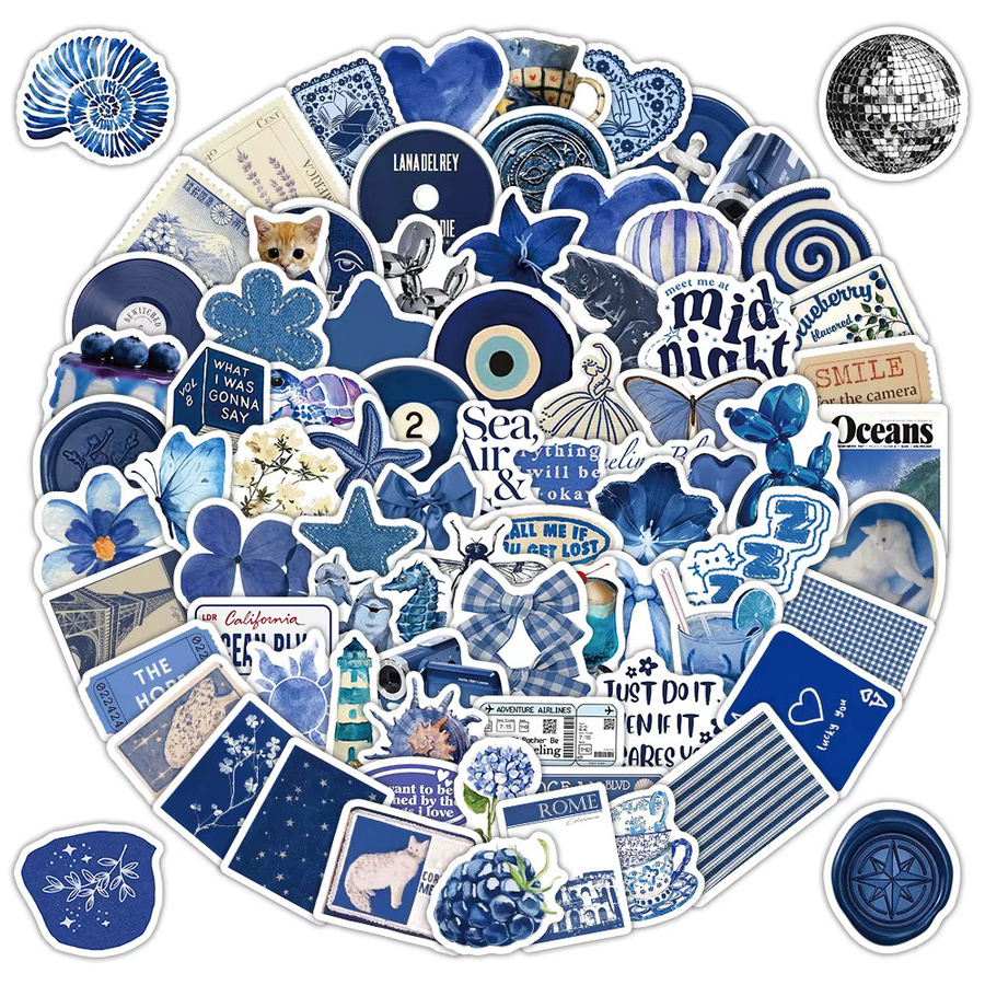103 Blaue Element-Aufkleber Ästhetische Dekorative Sticker von RecordingYourLife Store für Handyhüllen Laptops und Tagebücher - Bild 2