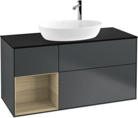 V&B Waschtischunterschrank Finion mit Wandbeleuchtung, Breite: 120 cm, Tiefe: 50,1 cm, Höhe: 50,1 cm, lackiert, mattblau - Bild 1
