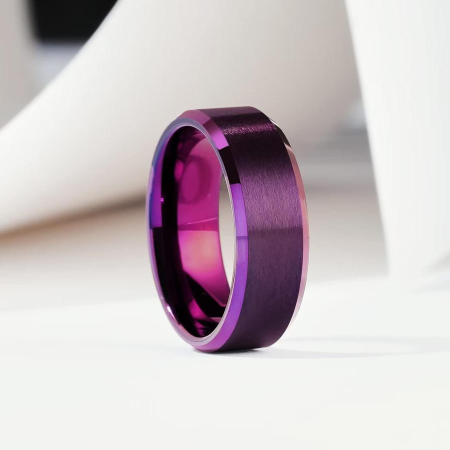 YIRAN Ring Edelstahl, Lila, 8mm, Unisex - Bild 1