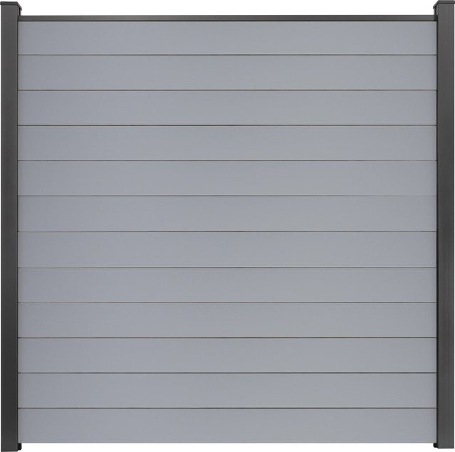GroJa Steckzaun Basicline Silbergrau PVC-beschichtet B: 180 cm, H: 180 cm - Bild 1