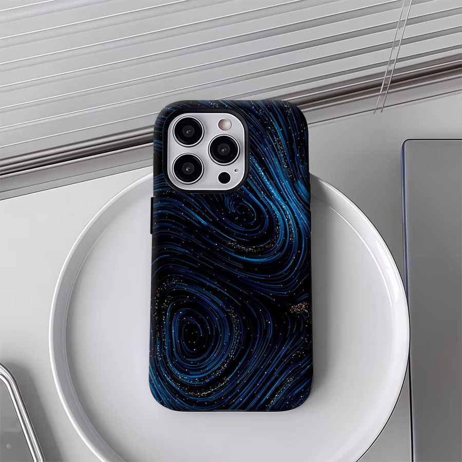 Potdemiel Robuste Handyhülle mit blauem kosmischem Wirbel Design für iPhone 17 16 15 14 13 Pro Max Plus mit Magnetfunktion und Doppel-Schicht-Schutz - Bild 4