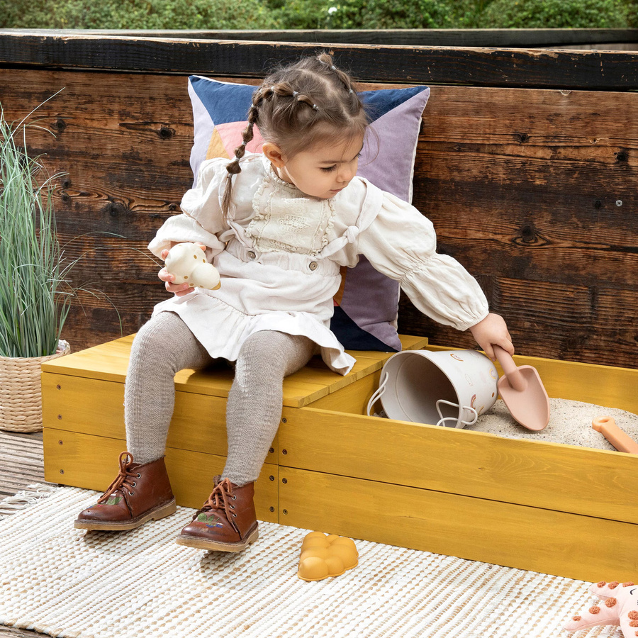 Muddy Buddy Sandkasten Space Saver aus Massivholz in Ocker, B/H/L: 45 x 20 x 150 cm - Bild 4