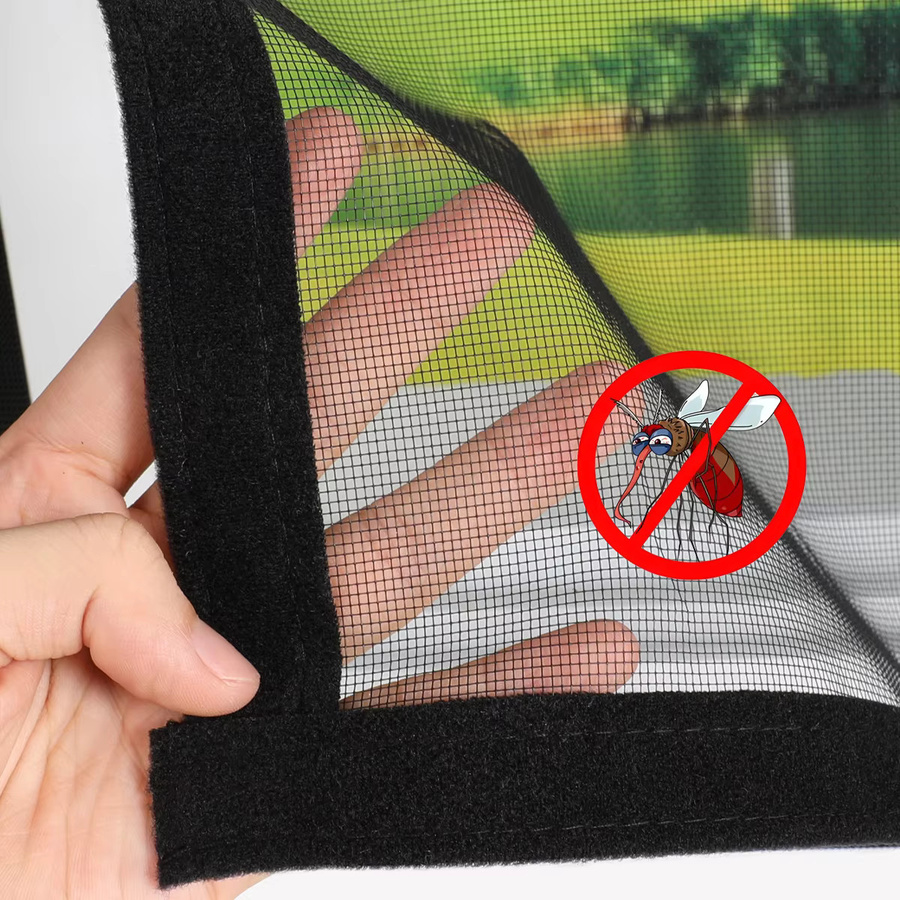 TranquilTouch Anti-Moskitonetz als Ersatz für Fenstergitter mit Reißverschluss, atmungsaktiver Netzvorhang mit selbstklebendem Klettverschluss, Schwarz - Bild 5