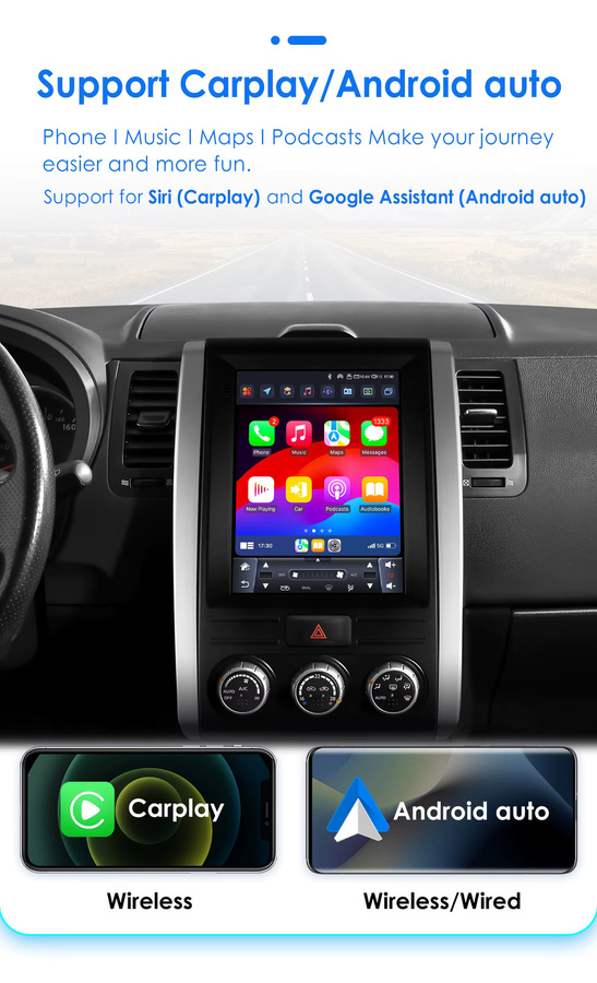 Hizpo Android Auto Multimedia Radio für Nissan X-Trail T31 MX6 2007-2015 mit 9,7 Zoll vertikalem Bildschirm, 4G und Carplay in Schwarz - Bild 3