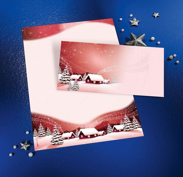 sigel Weihnachts-Umschlag Silent Night, DIN lang, gummiert, Farbe: Rot, Spezialpapier für Inkjet, Laser und Kopierer - Bild 1
