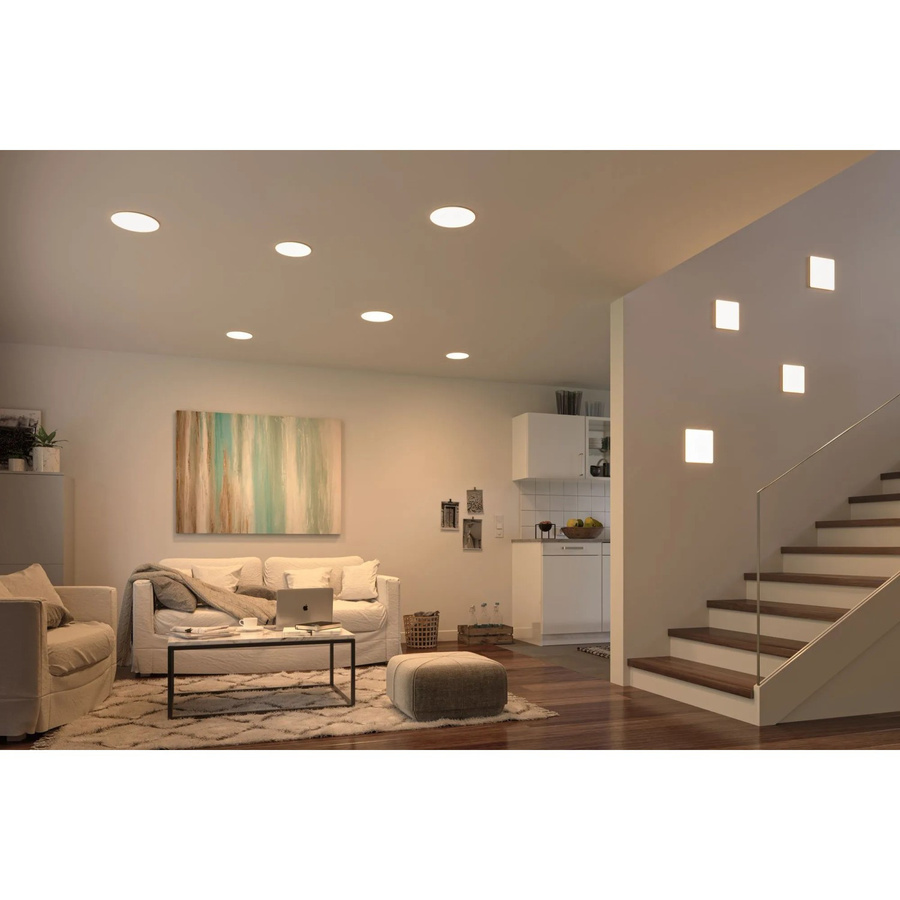 Paulmann Veluna VariFit LED-Einbauleuchte eckig, Weiß, dimmbar, B/T: 21,5 x 21,5 cm, 21W, Warmweiß, IP44 - Bild 2