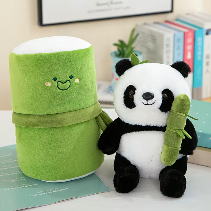 CONUSEA Kawaii Bambusrohr Panda Set, Plüschtier, Reversibles Design - Bild 2