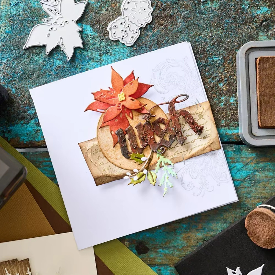 Festliche Weihnachts-Kranz Stanzformen mit Winter-Motiven, Alphabete und Zahlen aus Metall für DIY Scrapbooking und Handwerk - Bild 3