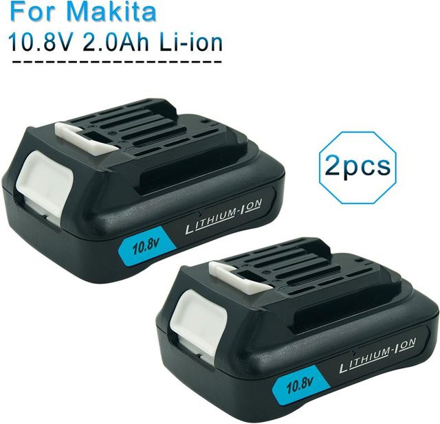 2 Stück Makita Li-Ionen-Ersatzakkus 10,8 V 12V 2,0 Ah in Schwarz für Bl1040b Bl1015 Bl1020b Bl1041 Bl1016 Df031d td110d - Bild 1